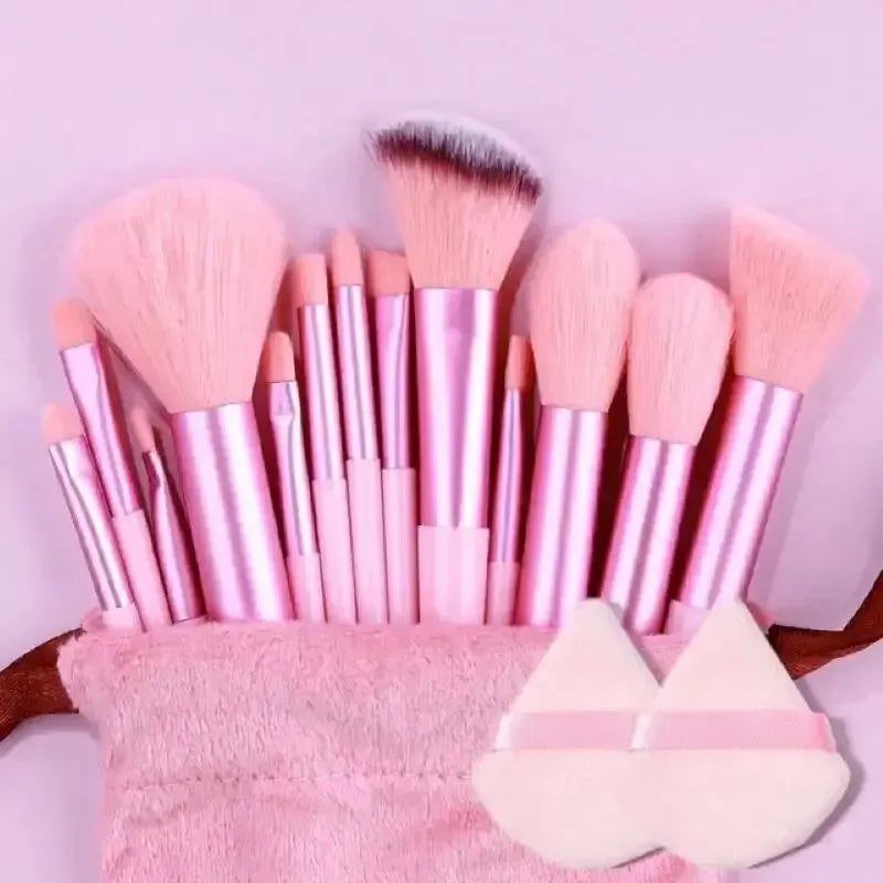 Juego de 13 brochas de maquillaje profesionales — Brochas para base, sombra de ojos, Kabuki y difuminar con bolsa de almacenamiento
