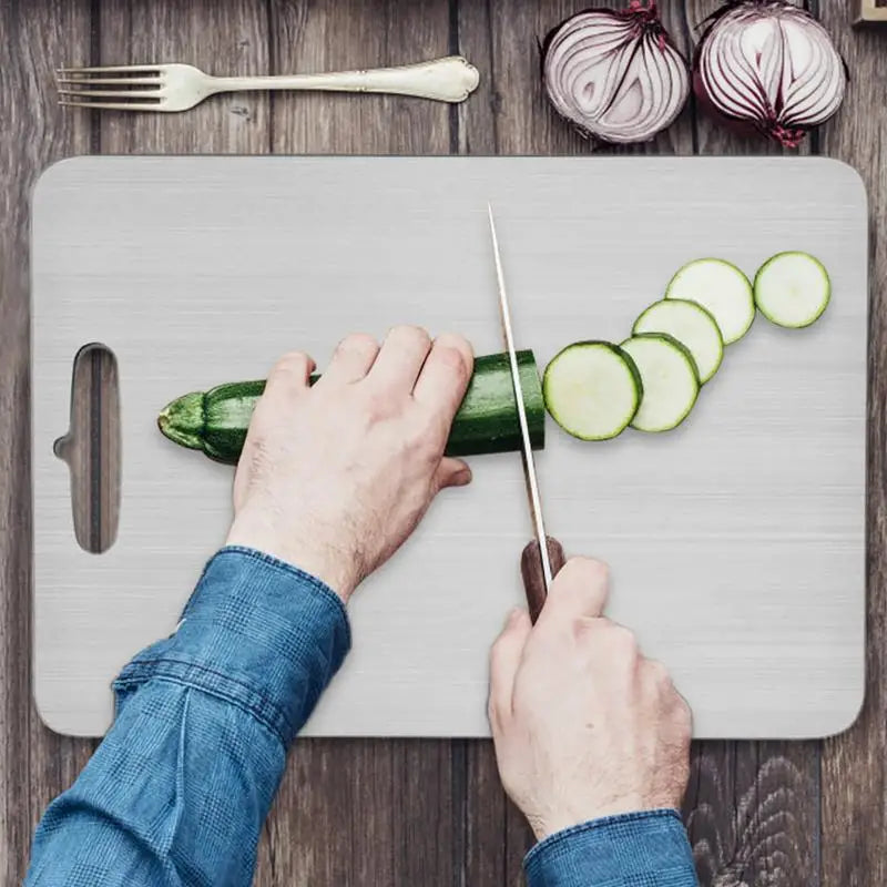 Tabla de cortar de acero inoxidable | Tabla de picar de cocina de doble cara de acero inoxidable 304 apto para uso alimentario