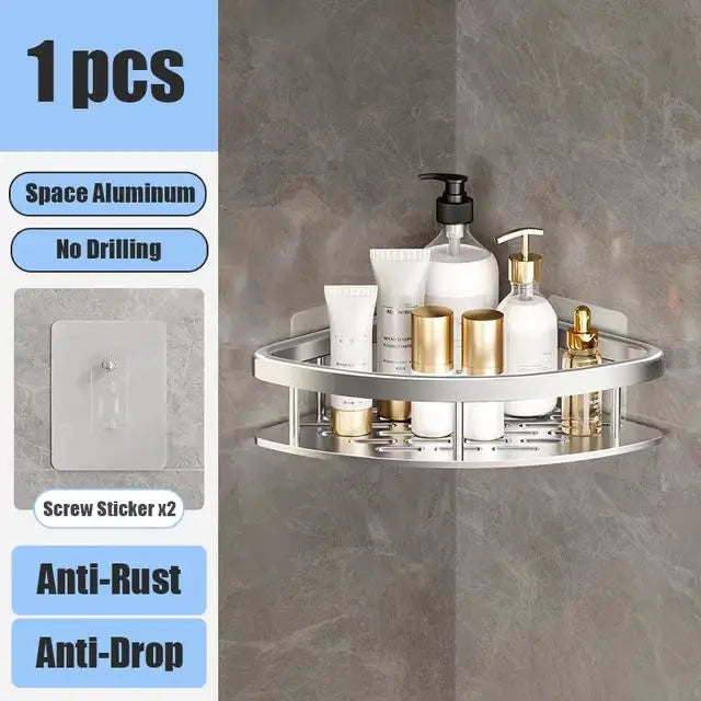 ShelfUp – Estante de esquina de aluminio para ducha y baño sin perforaciones