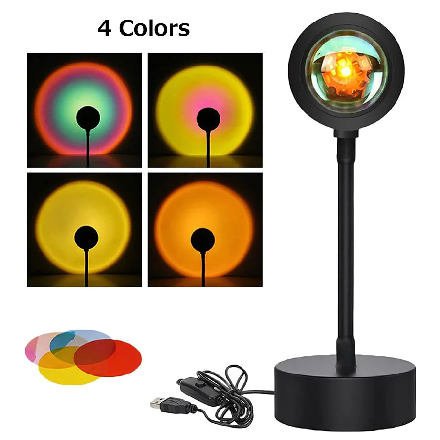 SunsetGlow – Projetor Inteligente de Lâmpada LED com Efeito Pôr do Sol