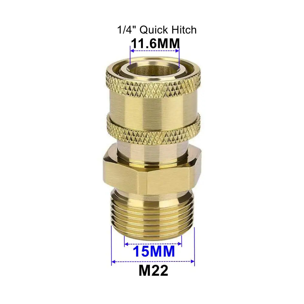 Juego de adaptadores para hidrolimpiadora | M22 de 14mm y 15mm a conexión rápida de 1/4" | Giratorio y completo