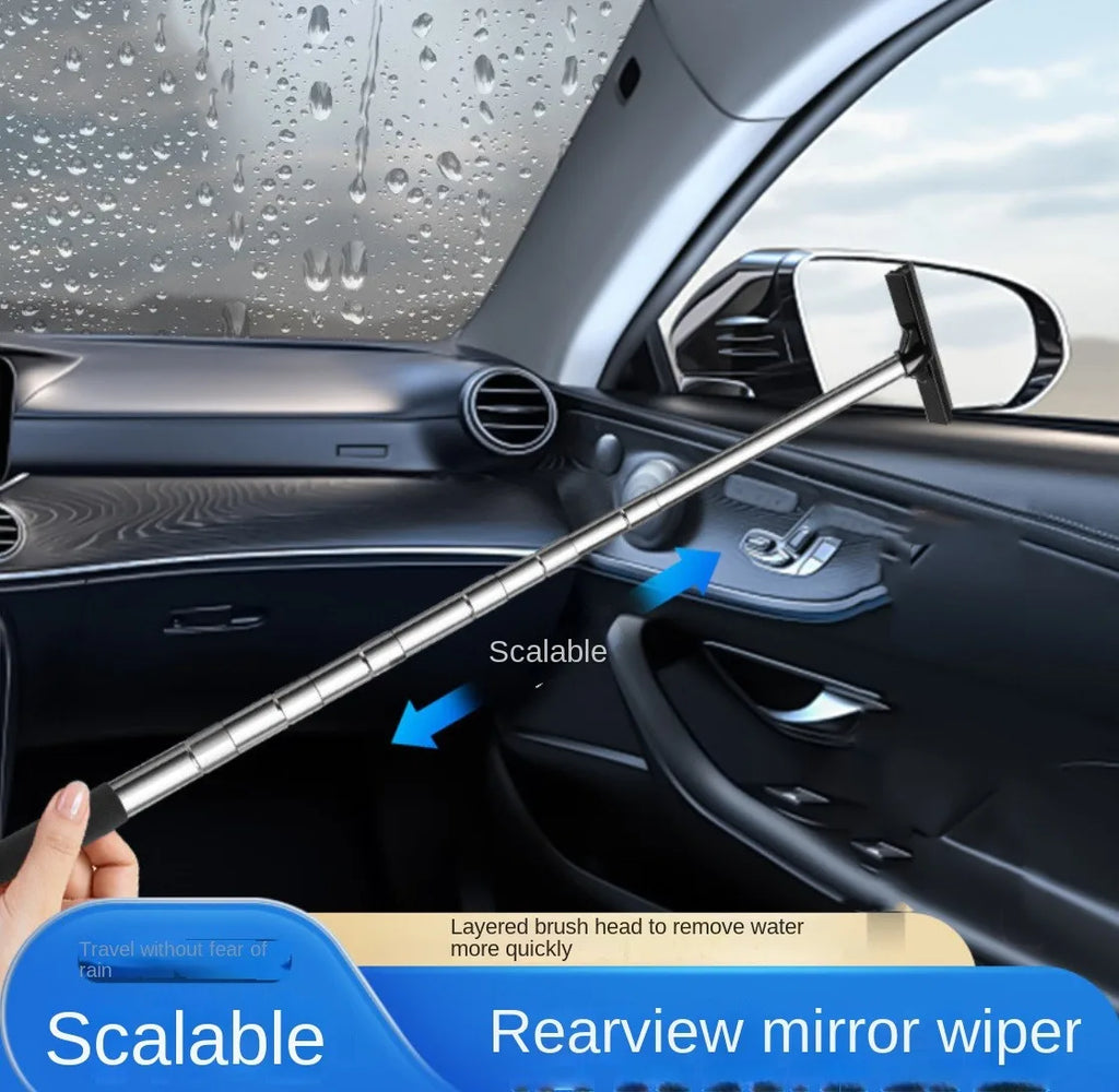 Escova Telescópica de Limpeza para Janelas e Espelhos Retrovisores de Carro | Limpador de Silicone e Raspador de Vapor para Vidros