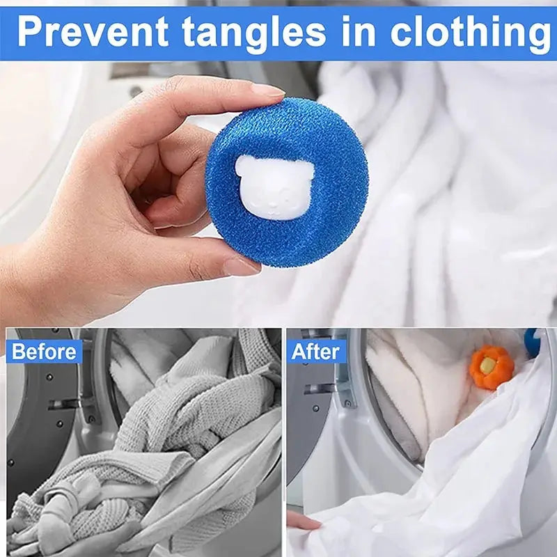 Bolas Removedoras de Pelos para Máquina de Lavar Roupa | Apanhador de Fiapos e Pelos Reutilizável para Máquina de Lavar | Embalagens de 1, 3 ou 5 unidades
