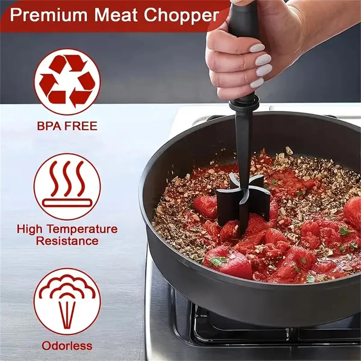 Picador y Triturador de Carne — Plástico PP Resistente al Calor, 2 Colores