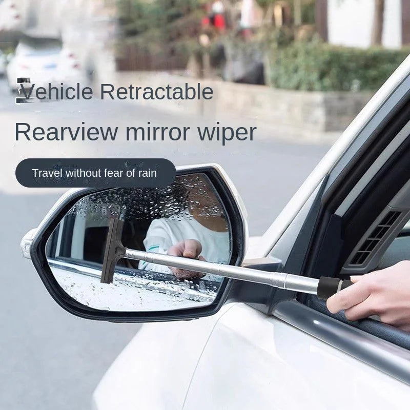 Escova Telescópica de Limpeza para Janelas e Espelhos Retrovisores de Carro | Limpador de Silicone e Raspador de Vapor para Vidros