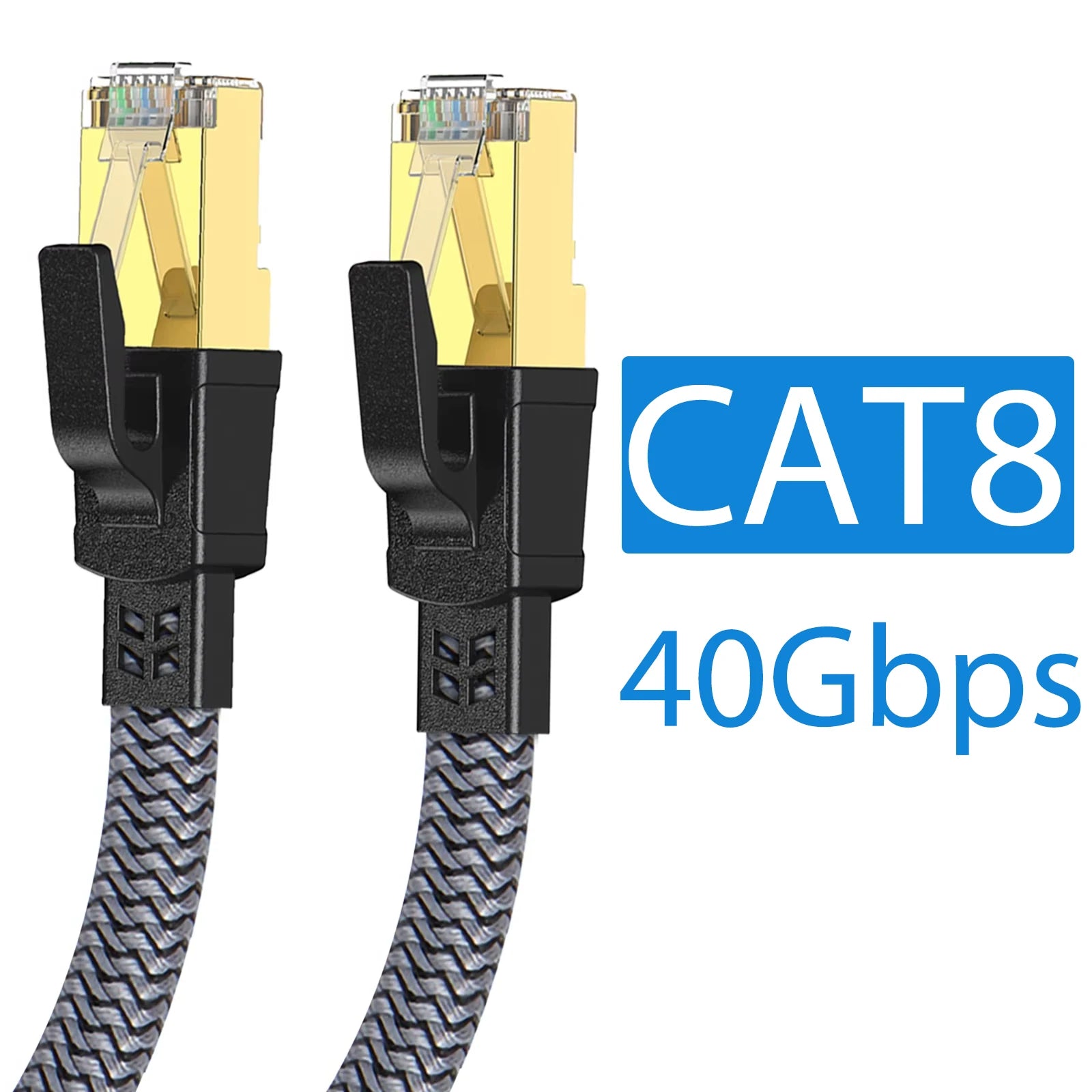 Cable Ethernet Cat8 trenzado de nailon plano | 40Gbps | 0.5M a 20M