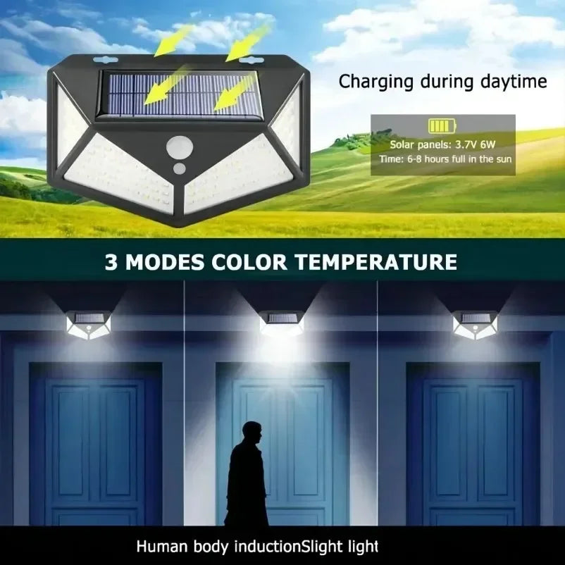 Solar Motion Sensor Light | 100 LED | 270° | IP65 Waterproof | 3 Modes