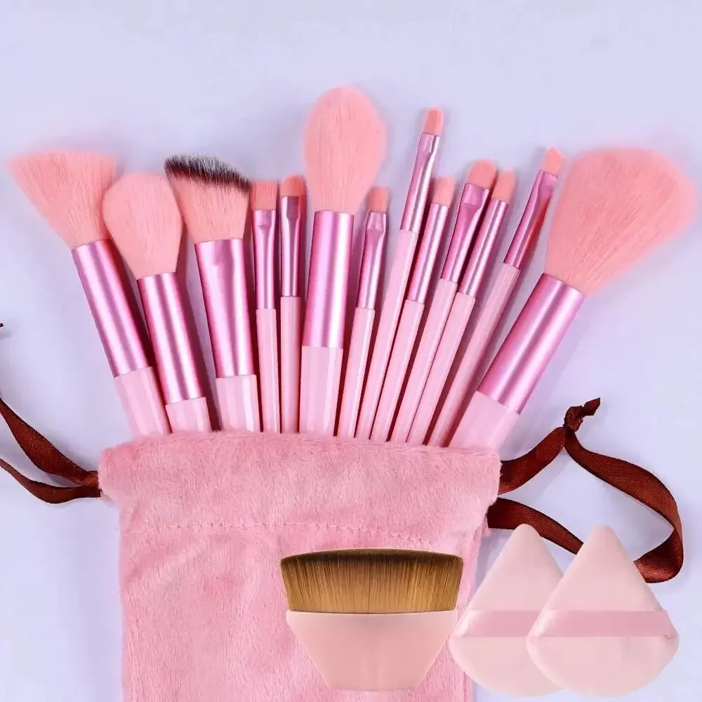 Juego de 13 brochas de maquillaje profesionales — Brochas para base, sombra de ojos, Kabuki y difuminar con bolsa de almacenamiento