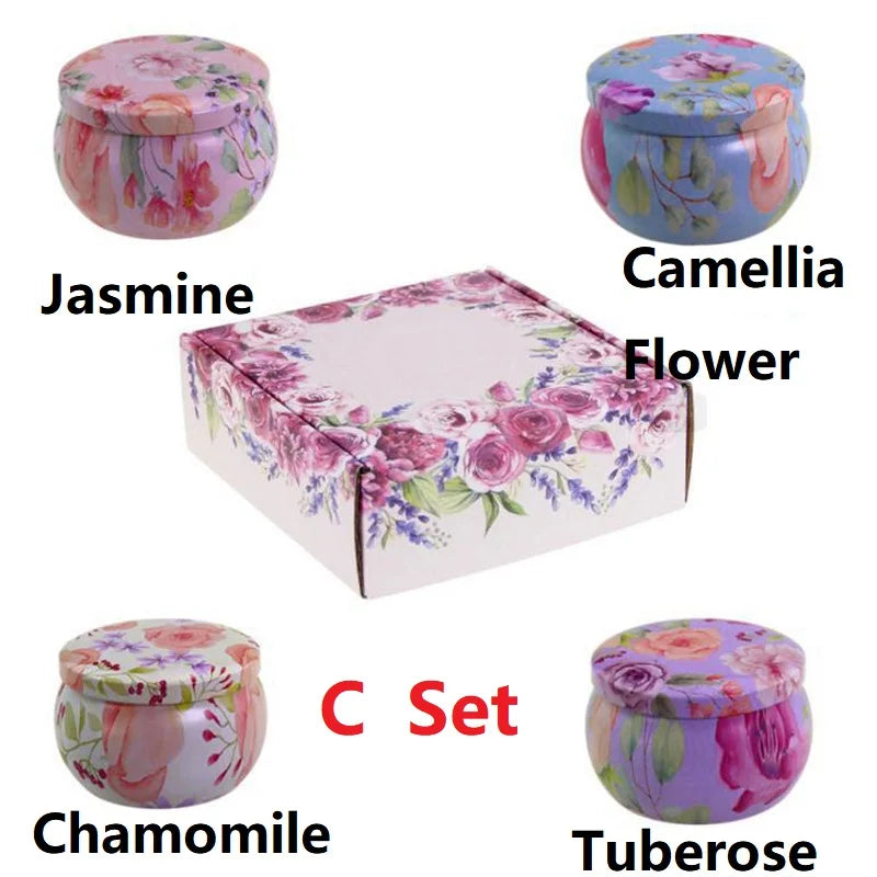 Velas aromáticas de cera de soja – Caja de regalo de metal | Paquete de 1 o 4