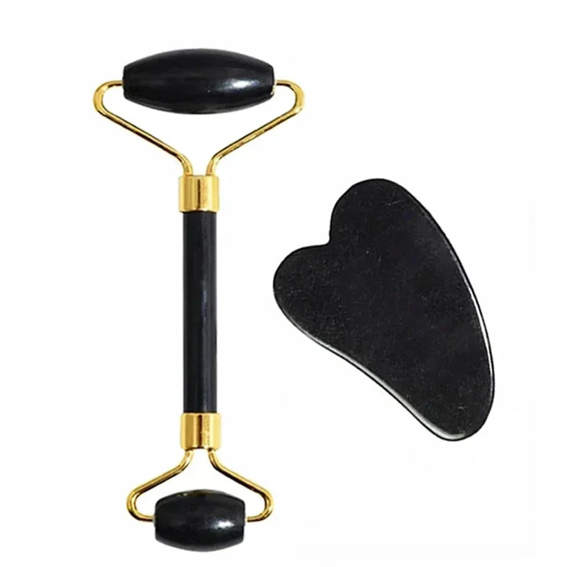 GlowRoller – Juego de Gua Sha y Rodillo Facial de Jade Natural