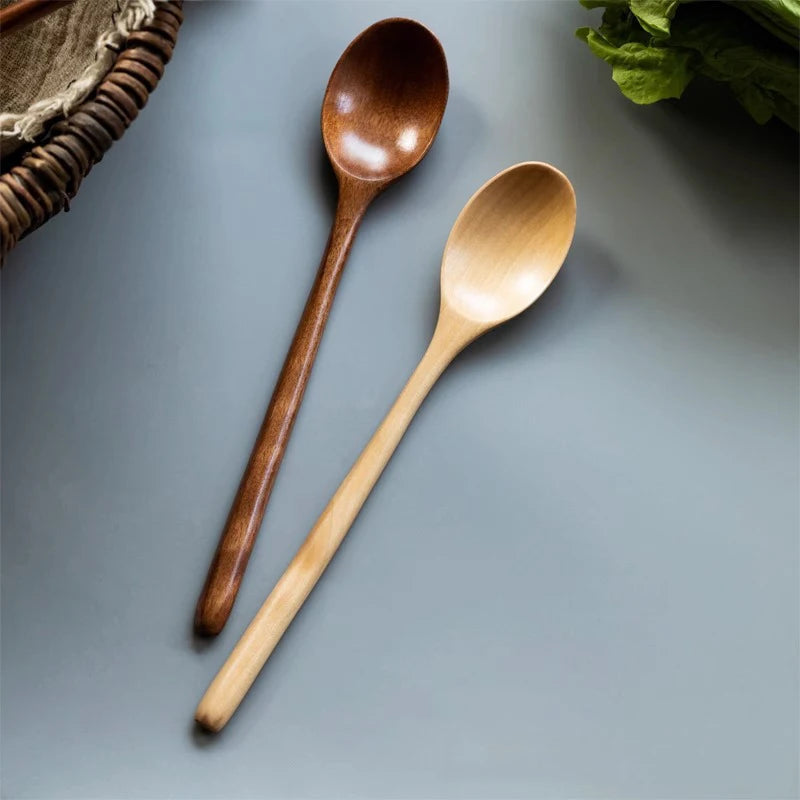 Conjunto de Colheres de Madeira Natural — Utensílios de Cozinha e Sala de Jantar