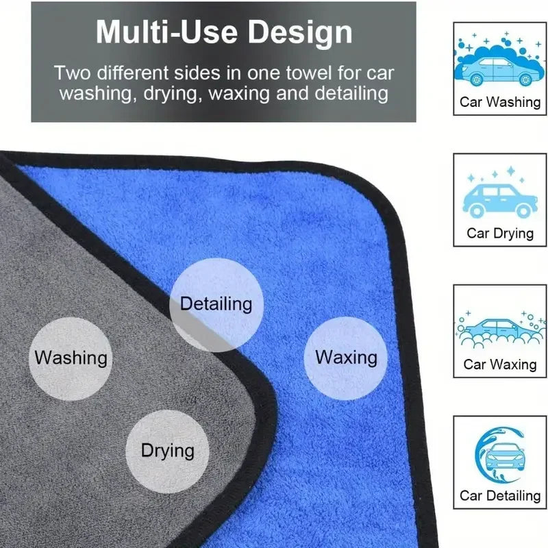 Coral Fleece Microfiber Car Towel 500GSM — Soft, Quick-Dry, Multi-Pack