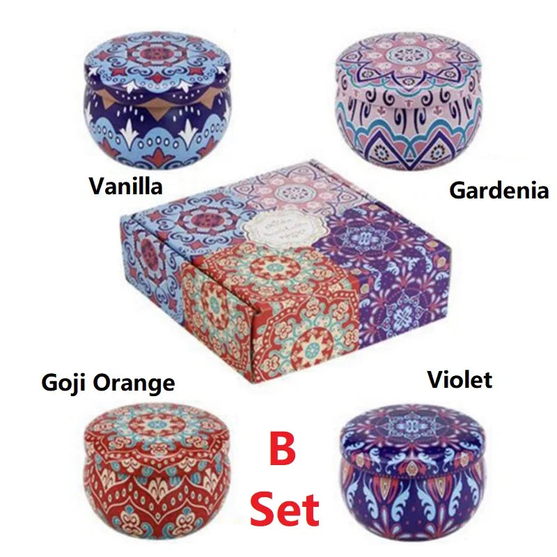 Velas aromáticas de cera de soja – Caja de regalo de metal | Paquete de 1 o 4