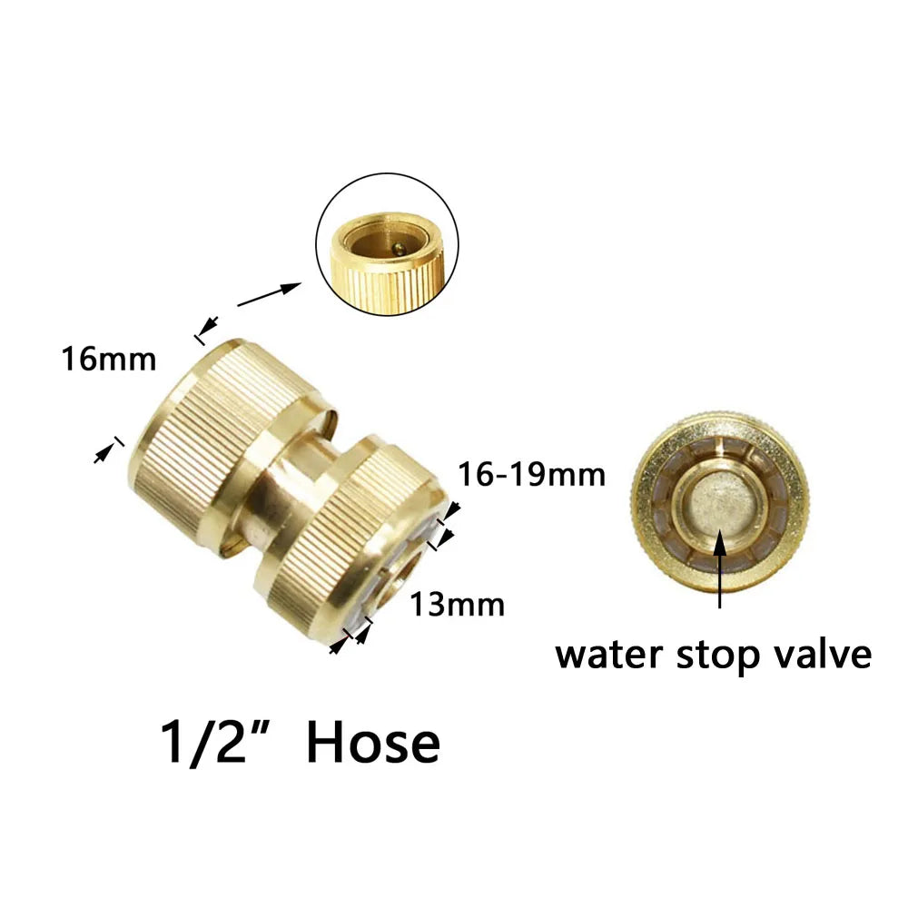 Conector rápido de latón para manguera de jardín | Rosca de 1/2", 3/4", 5/8" | Acoplamientos macho y hembra