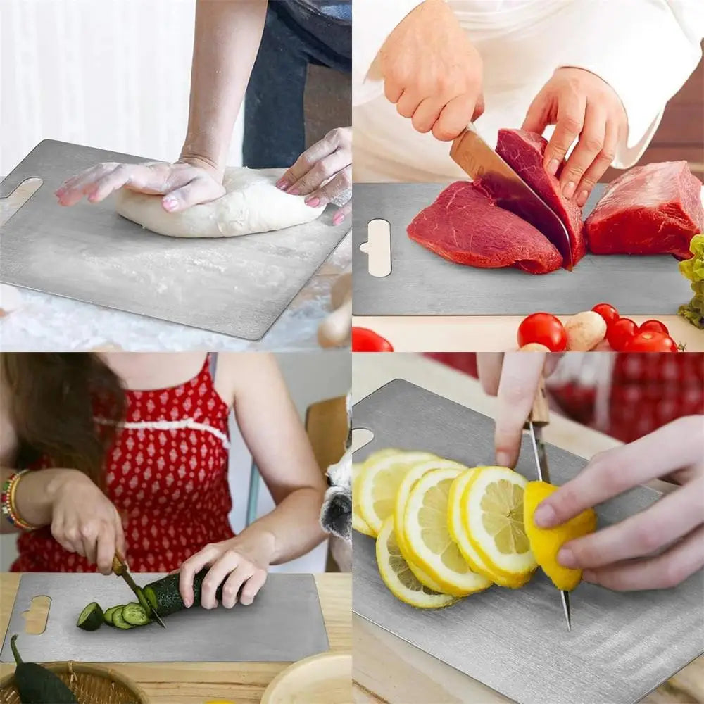 Tabla de cortar de acero inoxidable | Tabla de picar de cocina de doble cara de acero inoxidable 304 apto para uso alimentario
