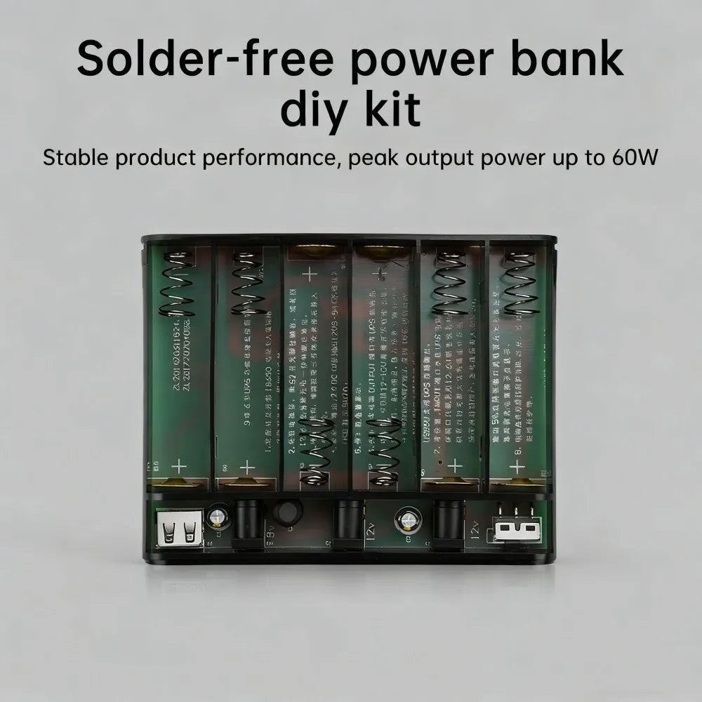 Caixa de Power Bank UPS DIY | Saída 5V 9V 12V | 6× 18650 | Backup para Router e CCTV