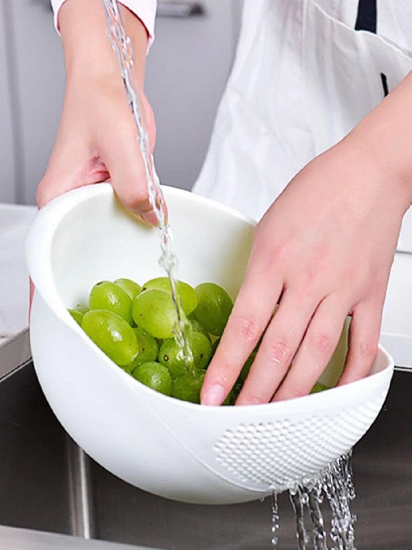 Cesto de Drenagem para Cozinha com Pegas | Escorredor para Lavar Arroz, Fruta e Legumes