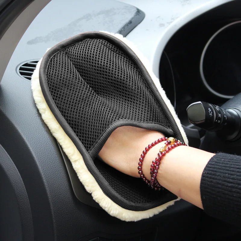 Luvas e Kit de Limpeza Premium para Lavagem de Carros | Luva de Lã Macia para Carros, Motos e Detalhes