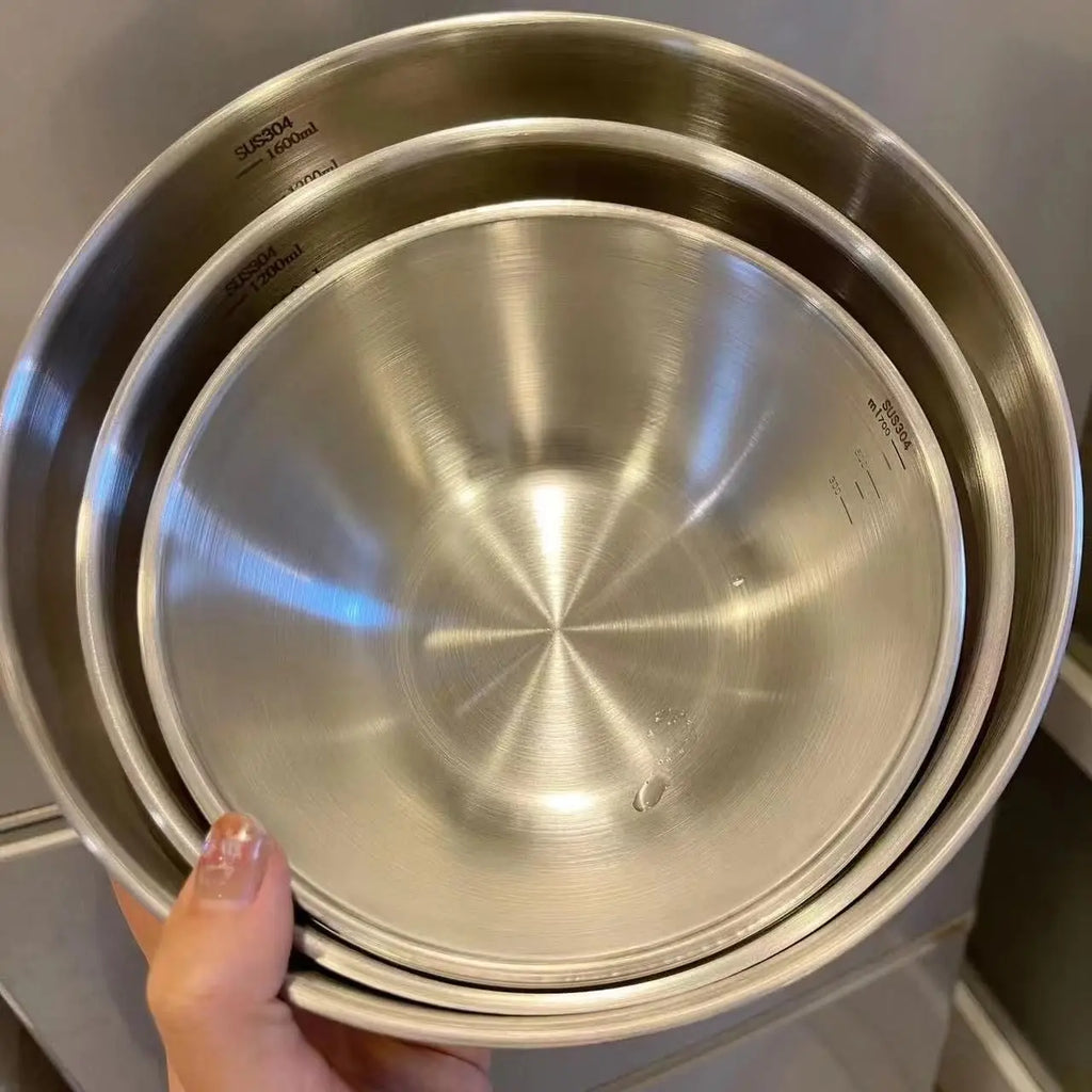 Conjunto de Taças de Mistura em Aço Inoxidável | Grande Capacidade com Escala para Cozinhar, Cozer e Armazenar Alimentos
