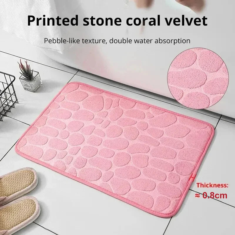 PebbleMat – Alfombra antideslizante grabada en relieve para el baño