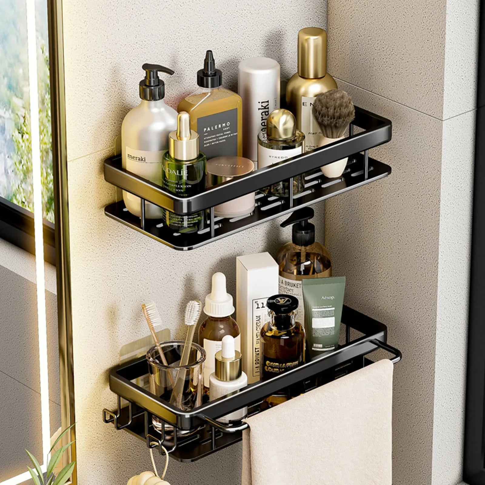 ShelfUp – Estante de esquina de aluminio para ducha y baño sin perforaciones