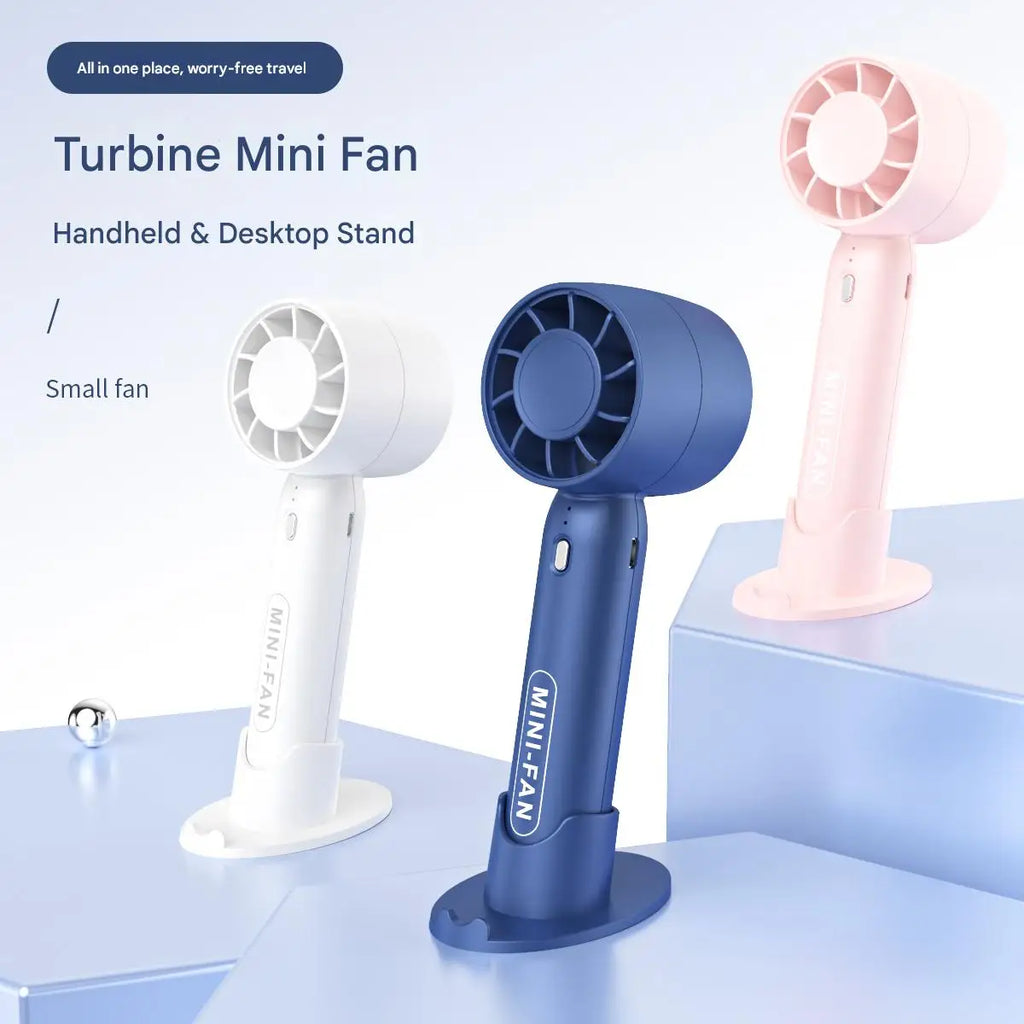 Mini ventilador de mano portátil | Recargable por USB con base de escritorio