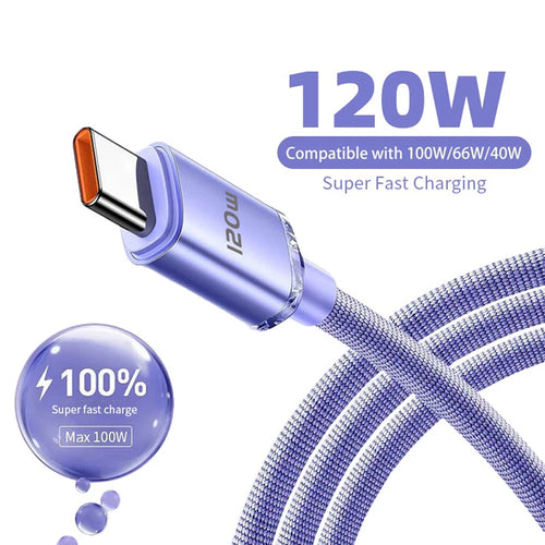 120W USB-C Fast Charging Cable | Braided Type-C to Type-C & Type-A