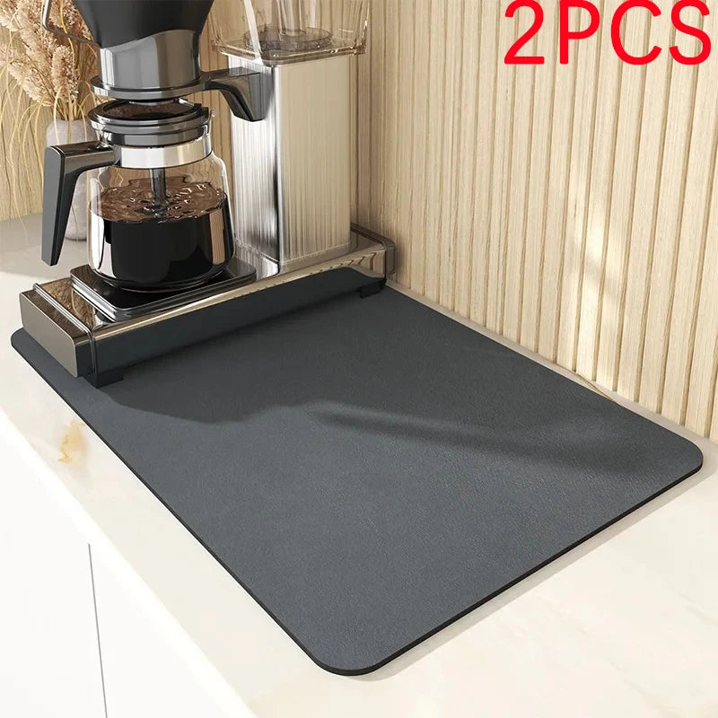 Tapete de Secagem Absorvente para Cozinha e Casa de Banho | Base Antiderrapante para Secar Louça
