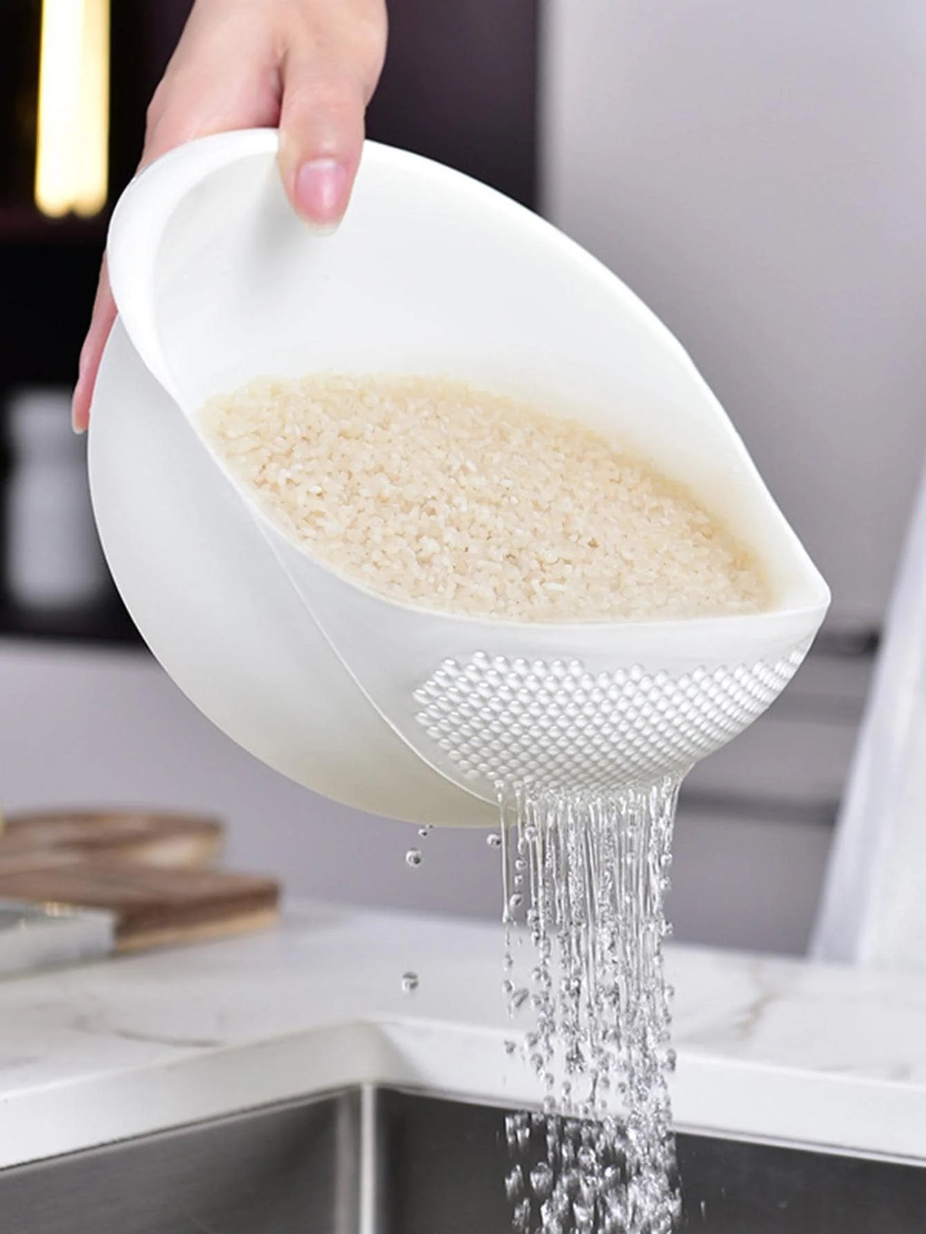Cesto de Drenagem para Cozinha com Pegas | Escorredor para Lavar Arroz, Fruta e Legumes