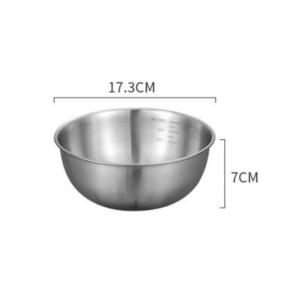 Juego de cuencos mezcladores de acero inoxidable | Gran capacidad con escala para cocinar, hornear y almacenar alimentos