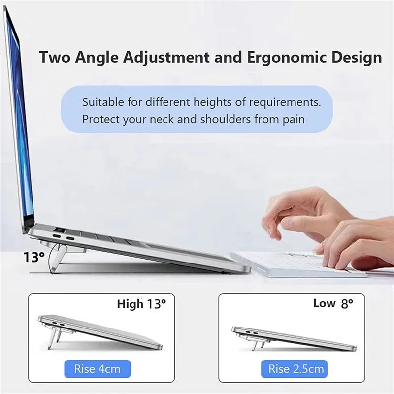 Mini Folding Laptop Stand | Ultra-Thin Portable Legs | Black & Silver