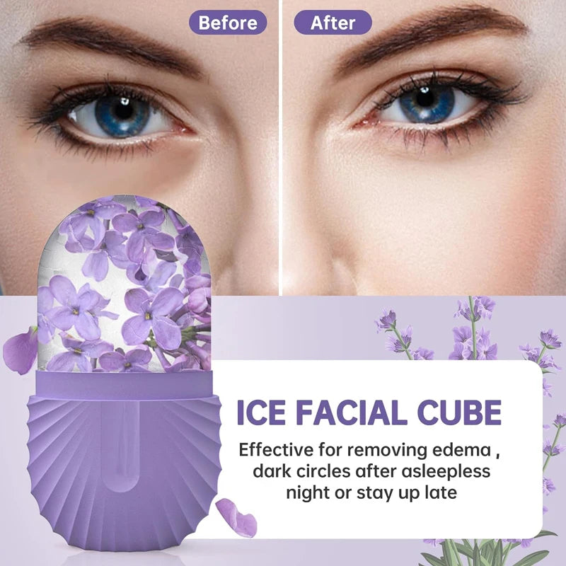 Rolo de Gelo para o Rosto — Massagem Facial de Silicone e Ferramenta para Brilho