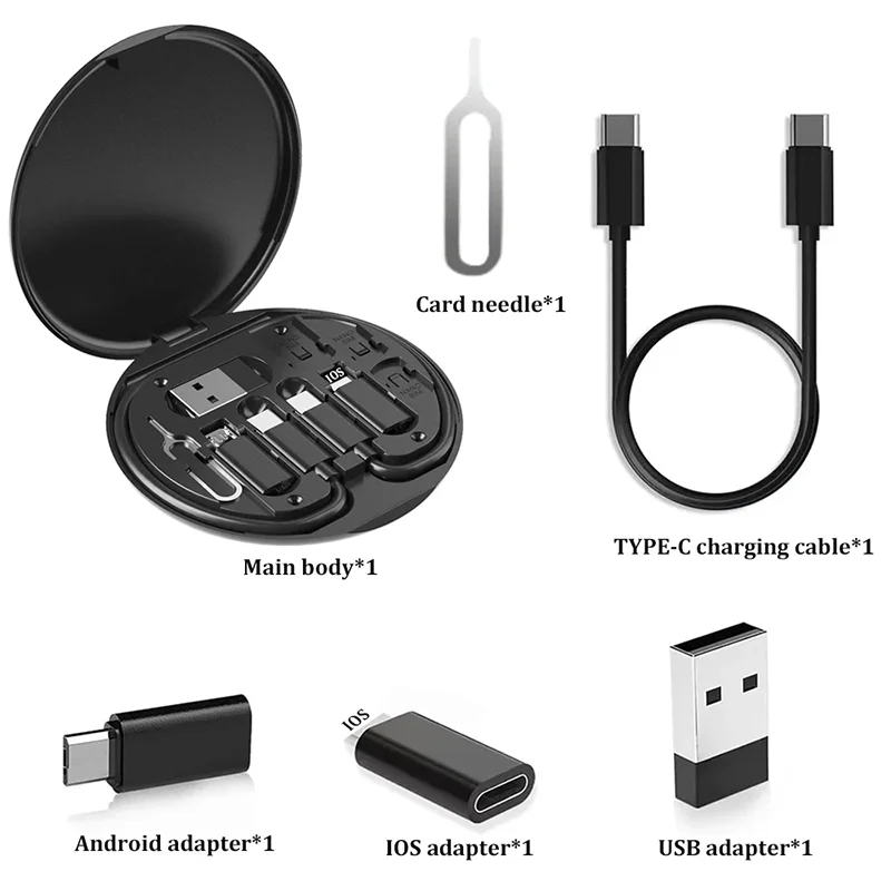 Cabo Adaptador USB Multifunções 7 em 1 | Carregamento Rápido 65W | Tipo-C, Lightning e Micro USB