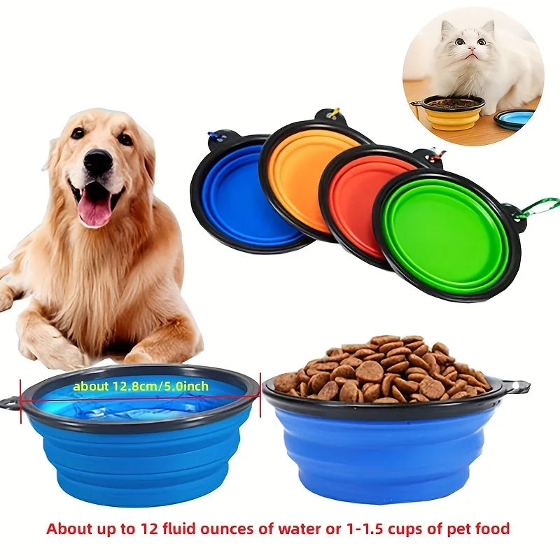Tigela Dobrável de Viagem para Animais de Estimação | Tigela Portátil de Silicone para Comida e Água para Gatos e Cães