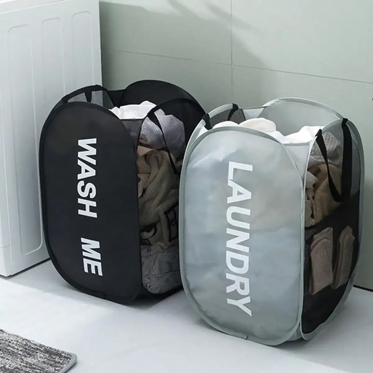 Cesto de Roupa Suja Portátil e Dobrável de Rede LaundryPop Go