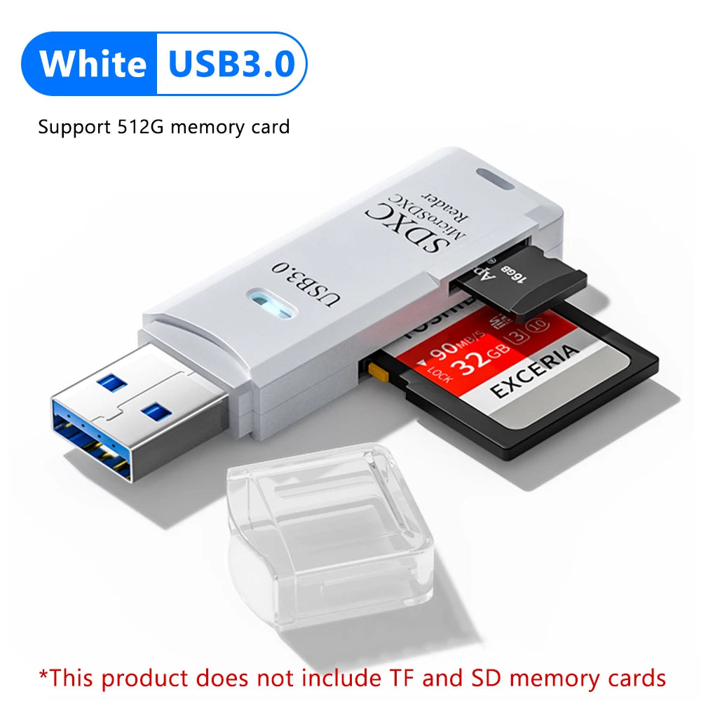 Leitor de Cartões USB 2 em 1 – TF e SD | USB 2.0 e 3.0