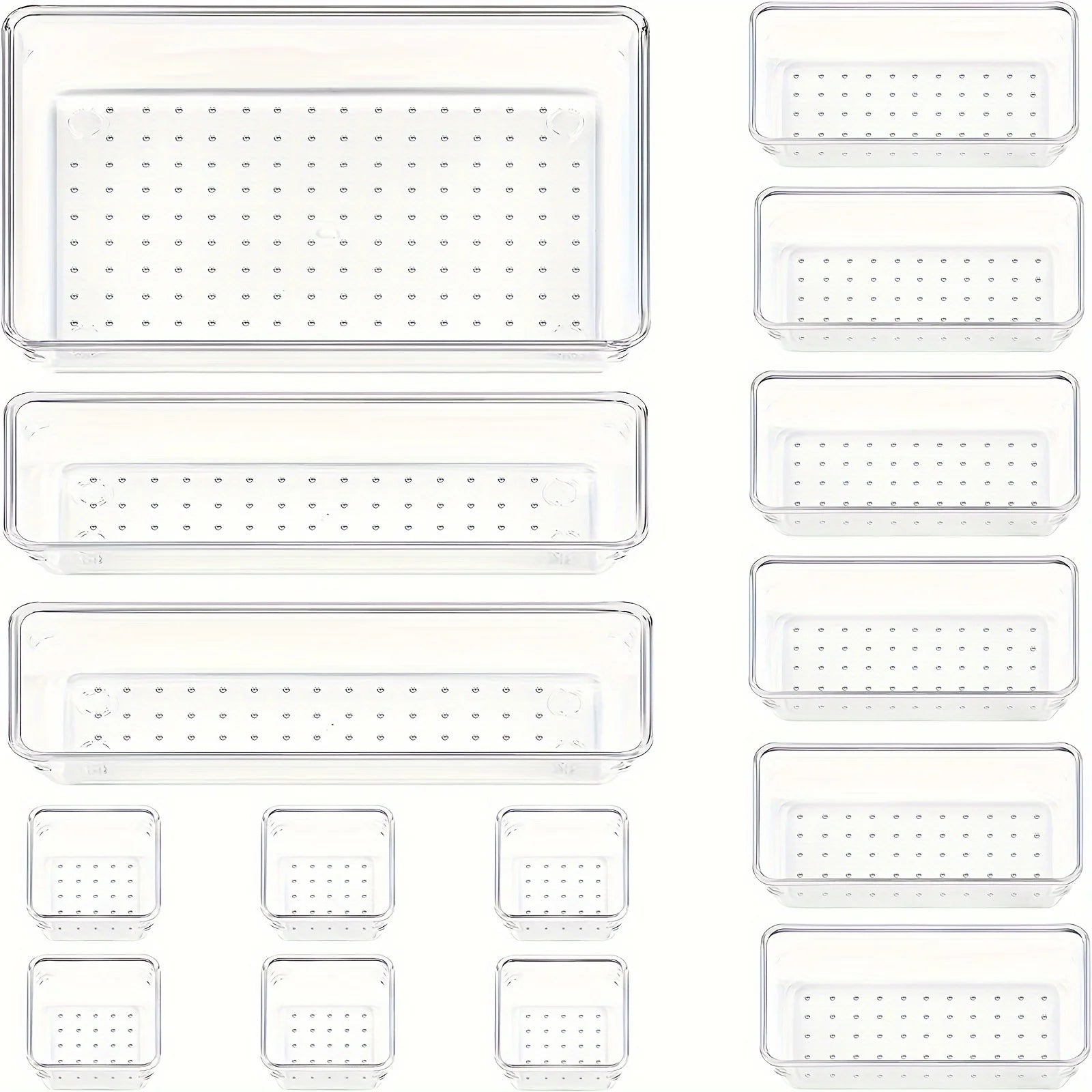 Conjunto de Gavetas 10 – Conjunto de 10 Organizadores de Gavetas em Plástico Transparente