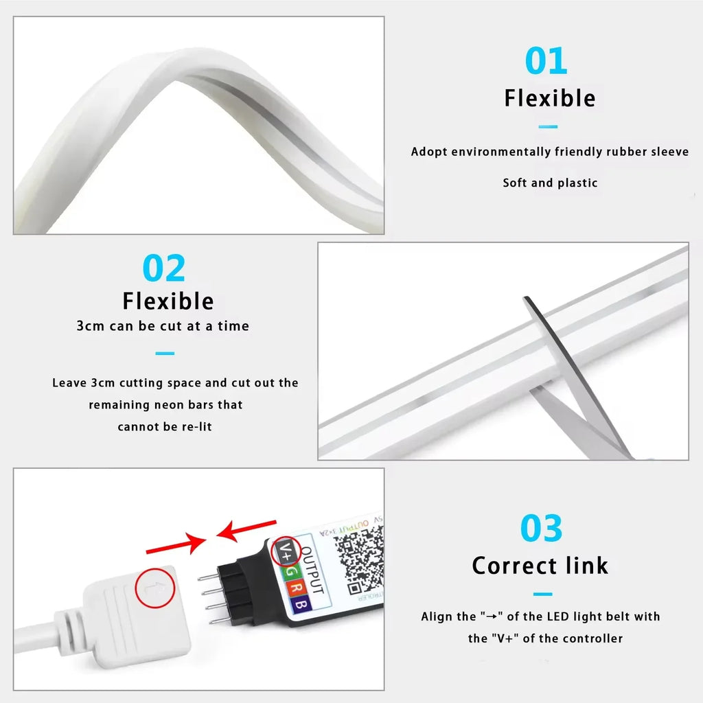 Fita de LED Néon RGB — 1m / 2m / 3m / 5m
