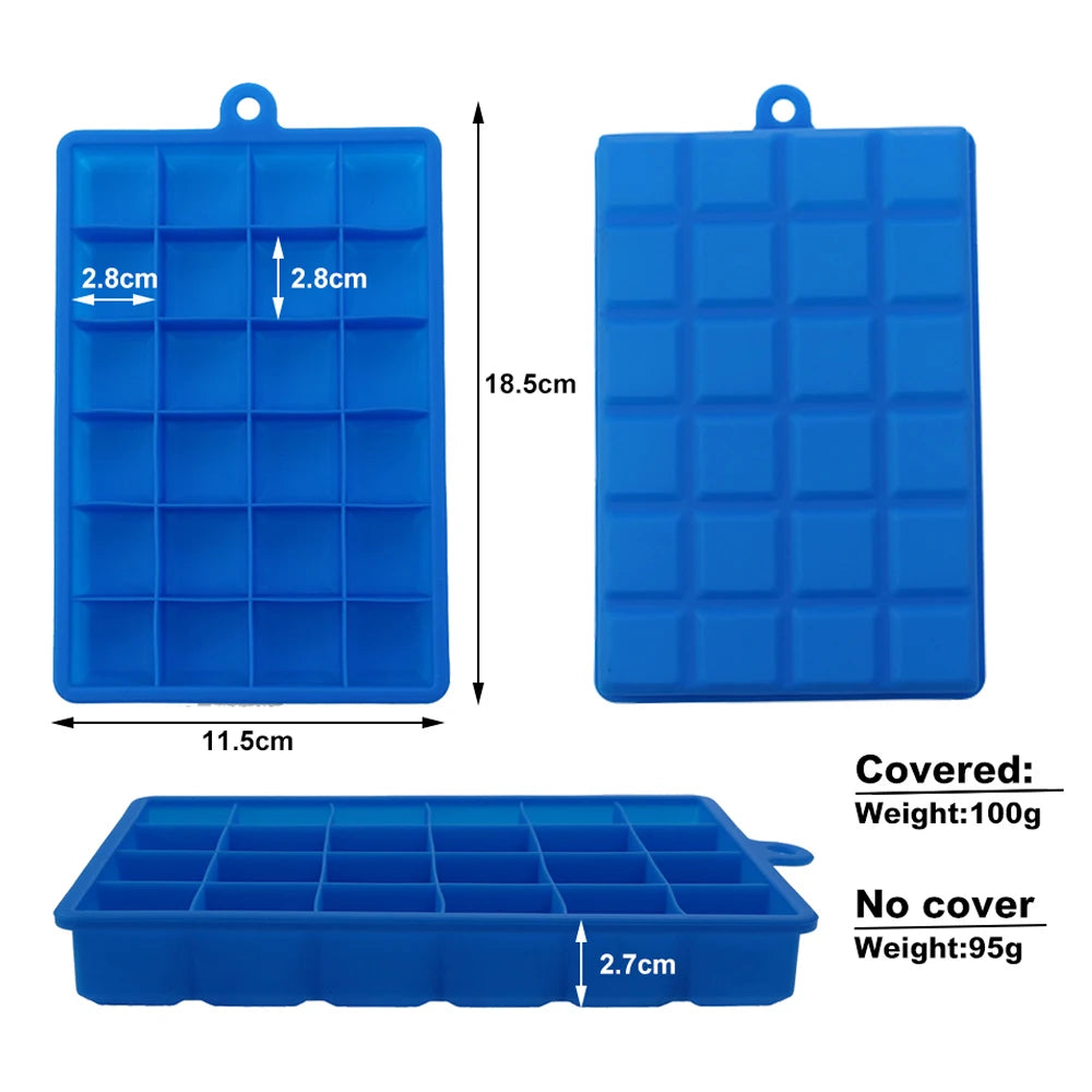 IceMini – Tabuleiro de Silicone de 24 Cubos de Gelo Pequenos com Tampa
