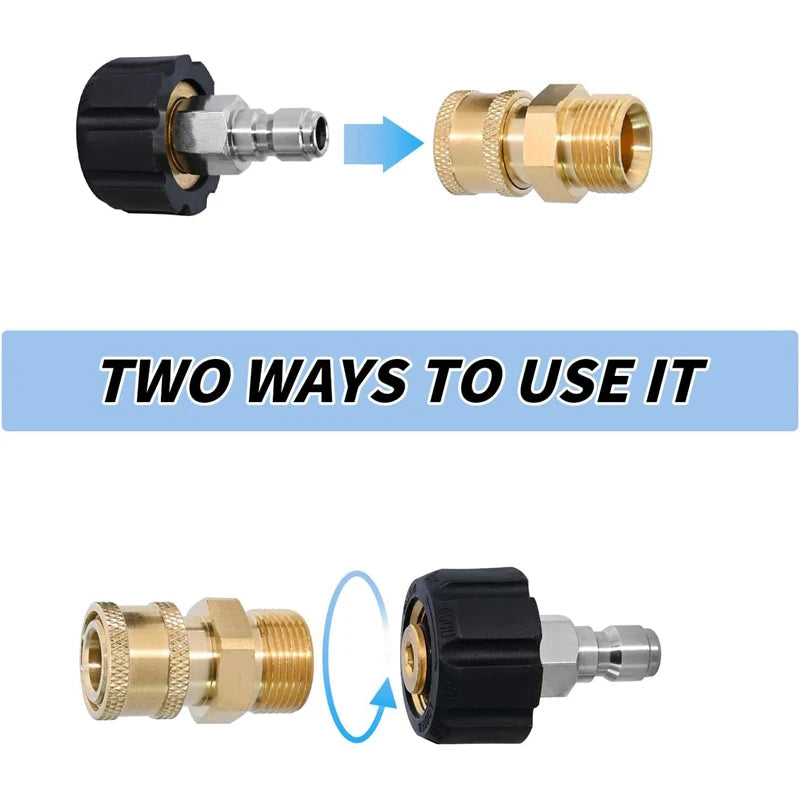 Conjunto de Adaptadores para Máquina de Pressão | M22 14mm e 15mm para Conetor Rápido de 1/4" | Giratório e Conjunto Completo