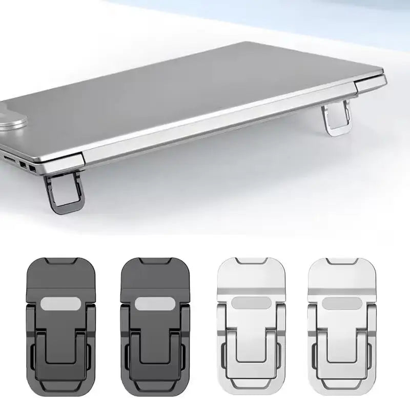 Mini soporte plegable para portátil | Elevador invisible autoadhesivo con 2 ángulos – Paquete de 2