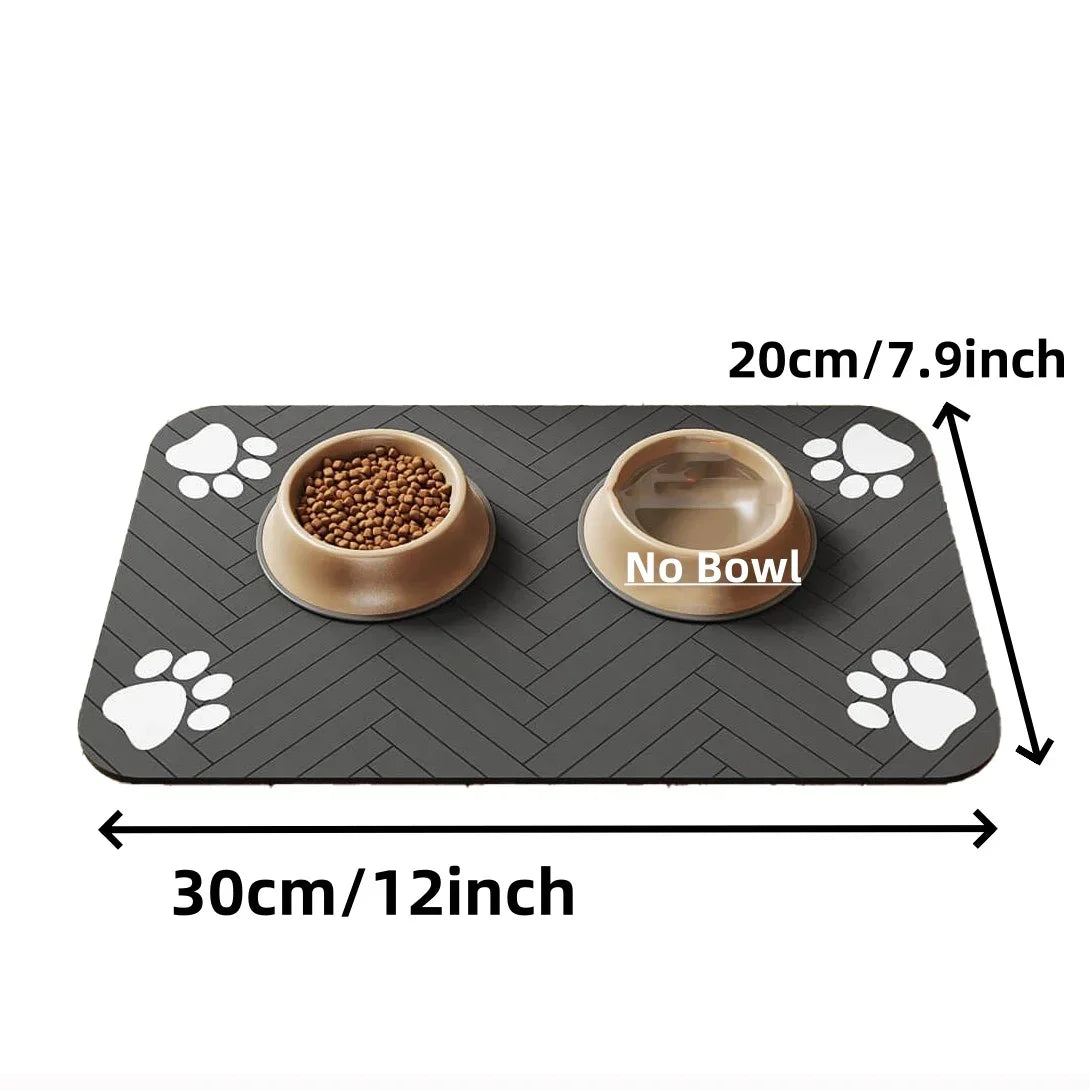 Alfombrilla absorbente para comederos de mascotas | Individual antideslizante e impermeable para cuencos de comida y agua de gatos y perros