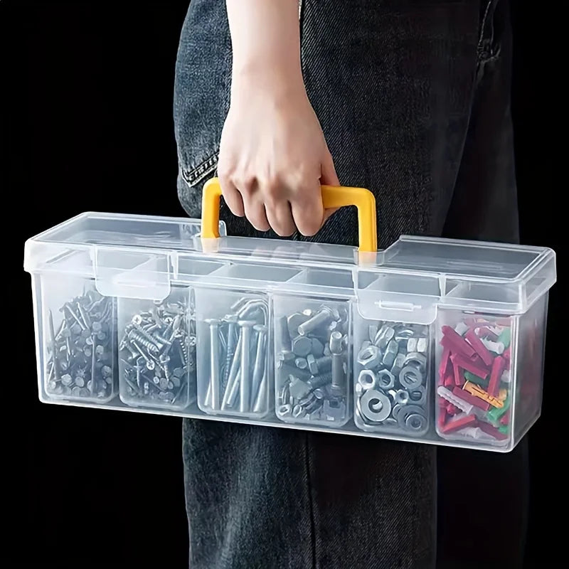 Caja de Almacenamiento Transparente para Piezas de Herramientas – Organizador Multicompartimento de 1 o 7 Piezas para Tornillos, Ferretería y Accesorios