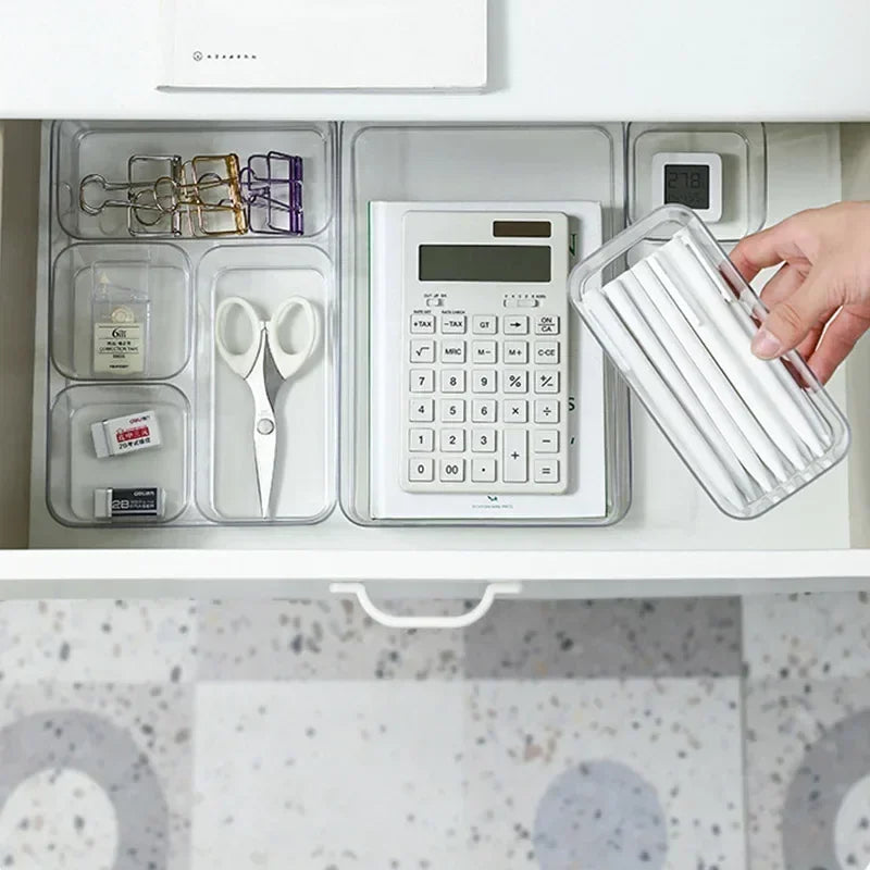 ClearStore Desk – Organizador de Secretária Transparente Multiusos