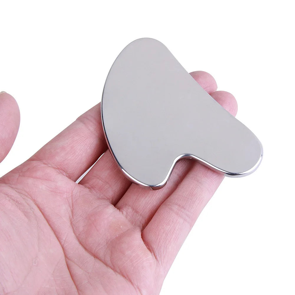Masajeador facial Gua Sha de acero inoxidable | Herramienta para raspar la cara, el cuello y el cuerpo