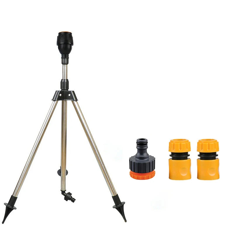Aspersor Rotativo 360° para Jardim com Tripé de Aço Inoxidável – Conjunto de Rega Ajustável para Relvado