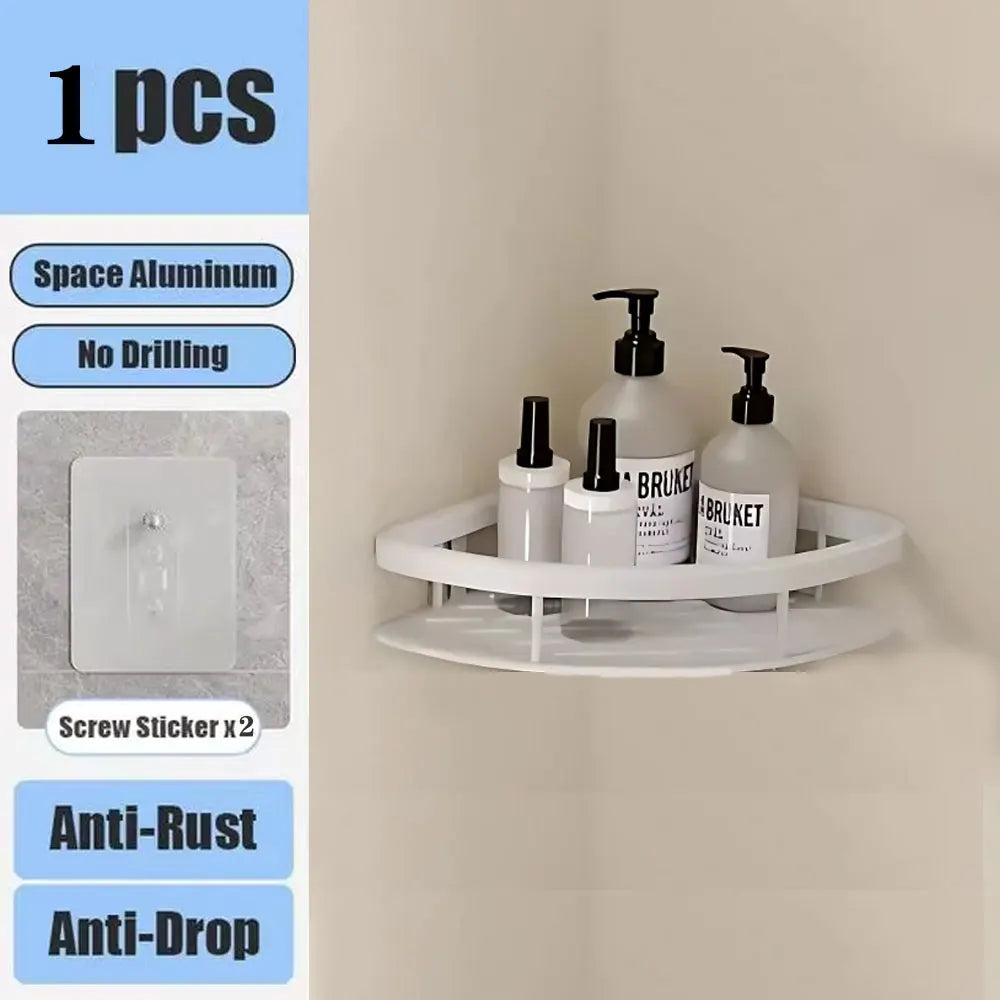 ShelfUp – Estante de esquina de aluminio para ducha y baño sin perforaciones