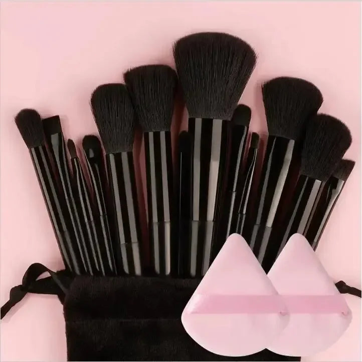 Juego de 13 brochas de maquillaje profesionales — Brochas para base, sombra de ojos, Kabuki y difuminar con bolsa de almacenamiento