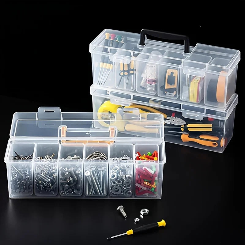Caja de Almacenamiento Transparente para Piezas de Herramientas – Organizador Multicompartimento de 1 o 7 Piezas para Tornillos, Ferretería y Accesorios