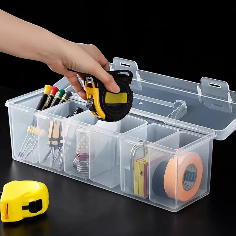 Caja de Almacenamiento Transparente para Piezas de Herramientas – Organizador Multicompartimento de 1 o 7 Piezas para Tornillos, Ferretería y Accesorios